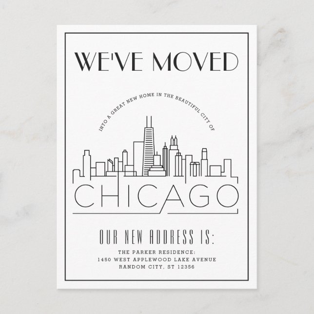 Postal De Anuncios Chicago Modern Deco | Cambio de Dirección (Anverso)