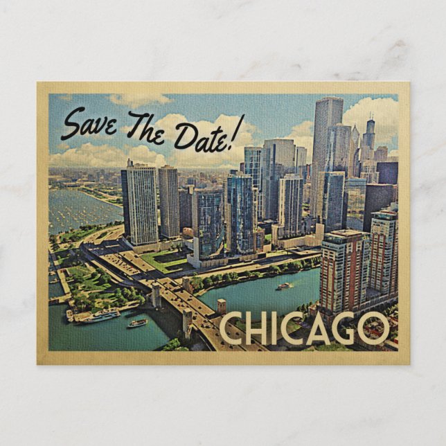 Postal De Anuncios Chicago Save The Date Illinois (Anverso)