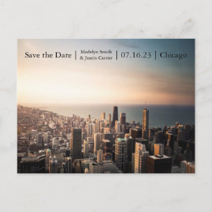 Postal De Anuncios Chicago Sunset Photo - Save the Date Post Card