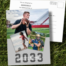 Chico Deportivo Moderno Script 3 Foto Graduación