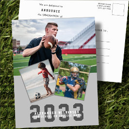 Postal De Anuncios Chico Deportivo Moderno Script 3 Foto Graduación