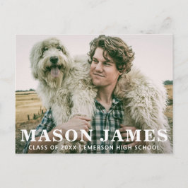 Postal De Anuncios Chico Moderno Foto Superposición de Texto Graduaci