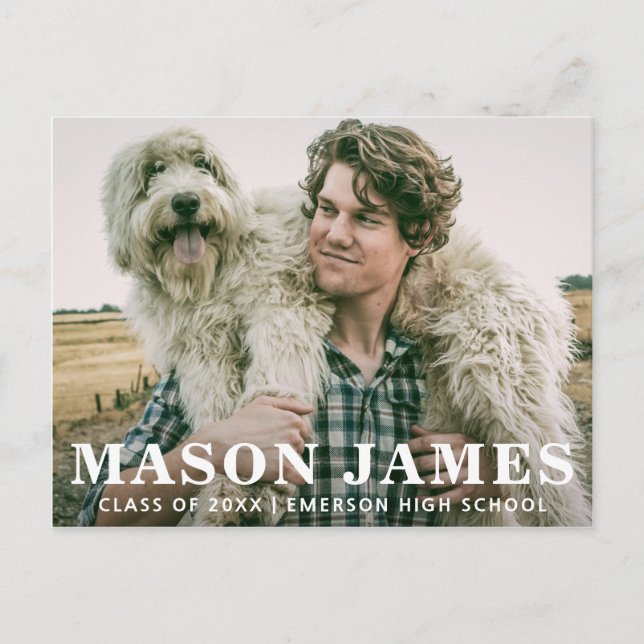 Postal De Anuncios Chico Moderno Foto Superposición de Texto Graduaci (Anverso)