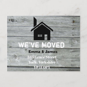 Postal De Anuncios Chimenea de granero rústico Nos hemos mudado Cambi