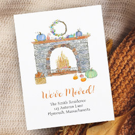 Postal De Anuncios Chimenea de otoño, calabazas, pulverización de esp