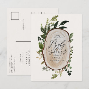 Postal De Anuncios Chimenea rústica de botánica para baby shower