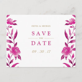 Postal De Anuncios Chinoiserie floral rosa Wedding salva la fecha