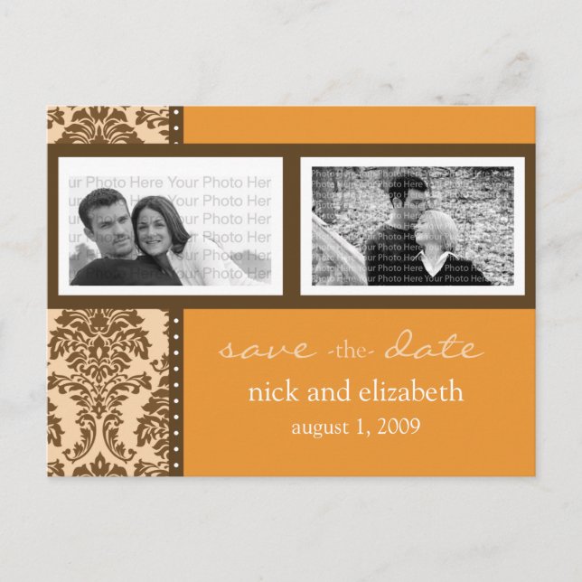 Postal De Anuncios Chocolate Naranja barroco con dos fotos salva la f (Anverso)