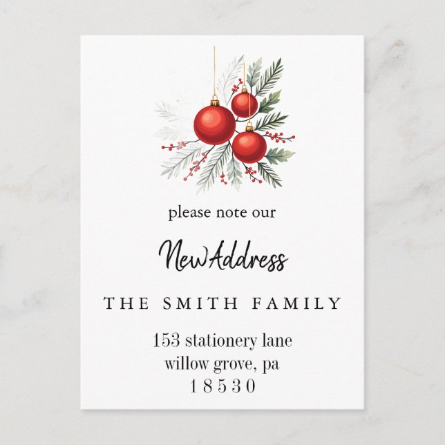 Postal De Anuncios Christmas Greenery Change of Address Insert Card (Anverso)