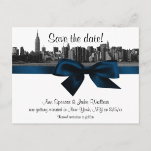 Postal De Anuncios Cielo amplio de NYC grabado en BW azul marino guar