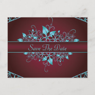 Postal De Anuncios Cielo de Flor Burgundy Elegante Boda