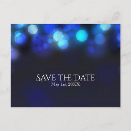 Postal De Anuncios Cielo de medianoche Luces azules Boda Guardar la f