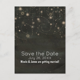 Postal De Anuncios Cielo estrellado oscuro celestial negro remolinos 