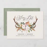 ciervo botánico rústico boda elegante verde salvia
