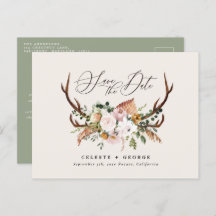 ciervo botánico rústico boda elegante verde salvia