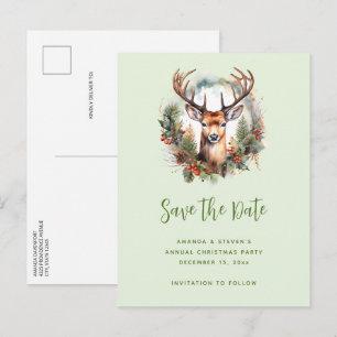 Postal De Anuncios Ciervo marrón con cuernos Navidad rústica