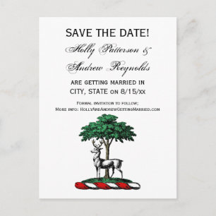 Postal De Anuncios Ciervo Venado junto a un Árbol Emblema del Blasón