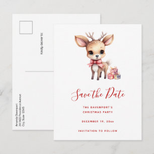 Postal De Anuncios Ciervos de Navidad lindos con regalos de fiesta