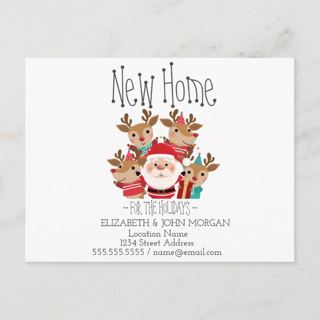 Postal De Anuncios Ciervos Lindos,Navidad Dirección Nueva de Santa Cl (Anverso)