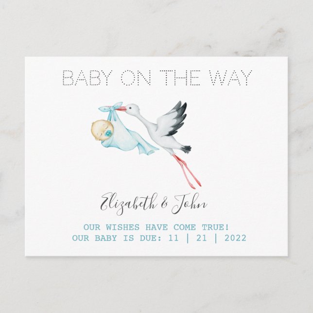 Postal De Anuncios Cigueña Adorable  Bebé  (Anverso)