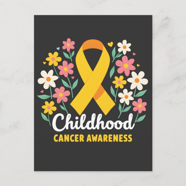 Postal De Anuncios Cinta Amarilla de Conciencia del Cáncer Infantil F (Anverso)