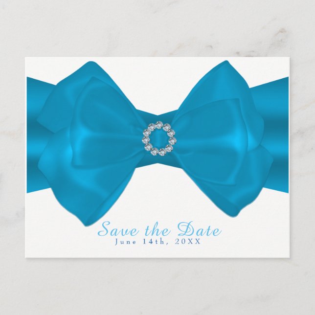 Postal De Anuncios Cinta Azul y Diamantes Elegante Glam Guardar la Fe (Anverso)