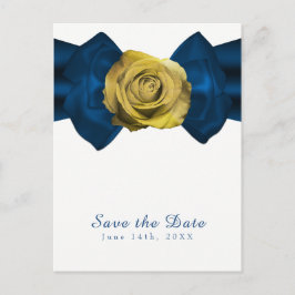 Postal De Anuncios Cinta Azul y Rosa Amarilla Guarde la Fecha CUALQUI