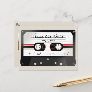 Postal De Anuncios Cinta de Casete Retro Beige Gris Años 90 Guardar l