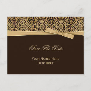Postal De Anuncios Cinta de lazo de estampado de leopardo marrón oscu