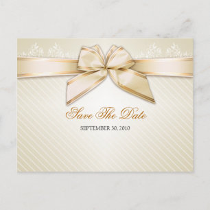 Postal De Anuncios Cinta de marfil Boda de rayas de oro Guardar la fe