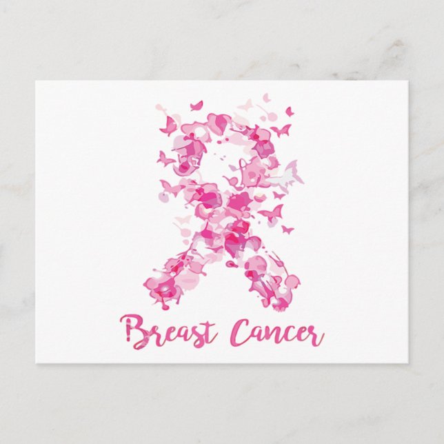 Postal De Anuncios Cinta de Mariposa de Conciencia del Cáncer de Mama (Anverso)