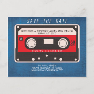 Postal De Anuncios Cinta de Mezcla de Baile Retro para Boda Save The 