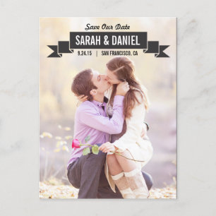 Postal De Anuncios Cinta encantadora Guardar la fecha - Negro