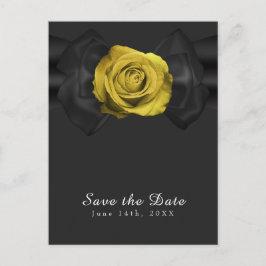 Postal De Anuncios Cinta Negra y Rosa Amarilla Save the Date CUALQUIE