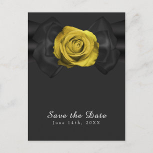 Postal De Anuncios Cinta Negra y Rosa Amarilla Save the Date CUALQUIE