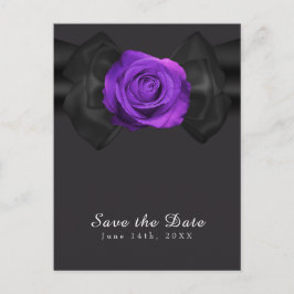 Postal De Anuncios Cinta Negra y Rosa Púrpura Save the Date CUALQUIER