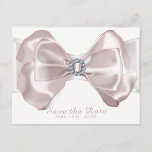 Postal De Anuncios Cinta rosa de Rubor y diamantes elegantes Guardar 