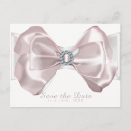 Postal De Anuncios Cinta rosa y diamantes Elegante Salva la fecha