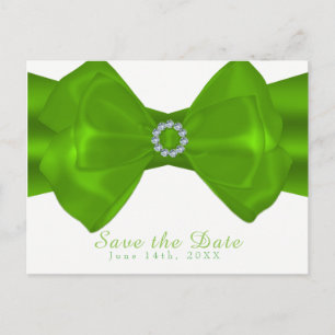 Postal De Anuncios Cinta Verde Lima y Diamantes Elegante Salva la Fec