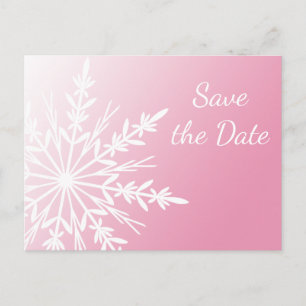Postal De Anuncios Cita de Boda de Invierno de Copo de Nieve Rosa Bla
