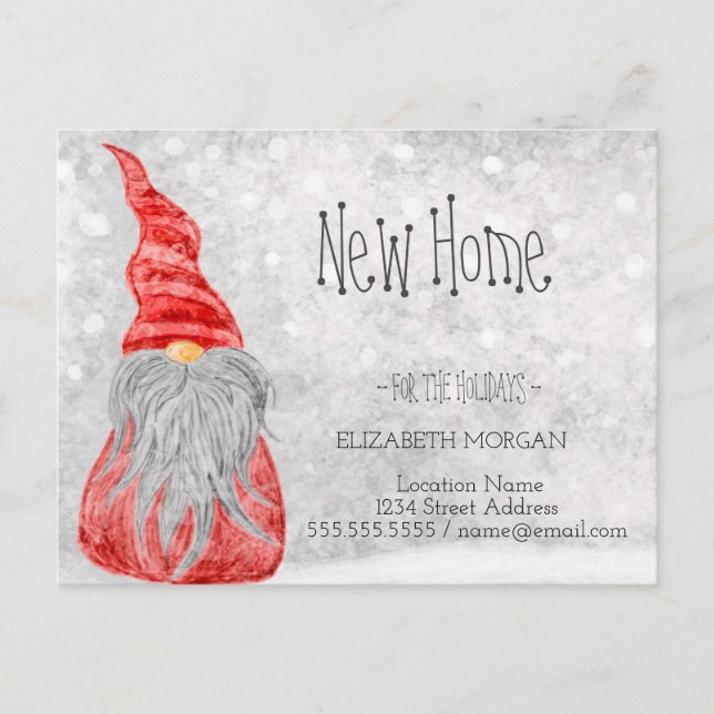 Postal De Anuncios Cita Gnome,Bokeh Holidays New Address (Anverso)