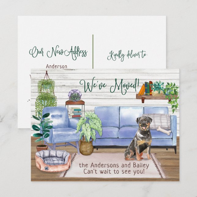 Postal De Anuncios Cita Rottweiler Acogedor nuevo hogar móvil (Anverso / Reverso)