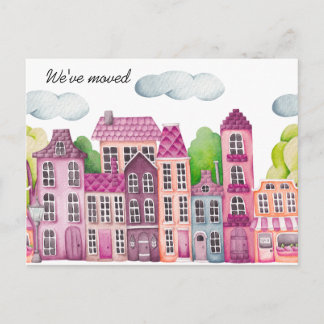 Postal De Anuncios City We've Moved -  New Address Watercolor Door 