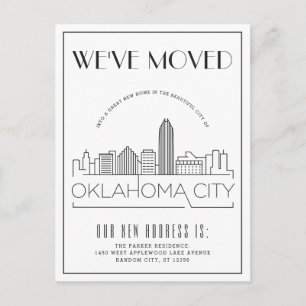 Postal De Anuncios Ciudad de Oklahoma Moderno Deco   Cambio de Direcc