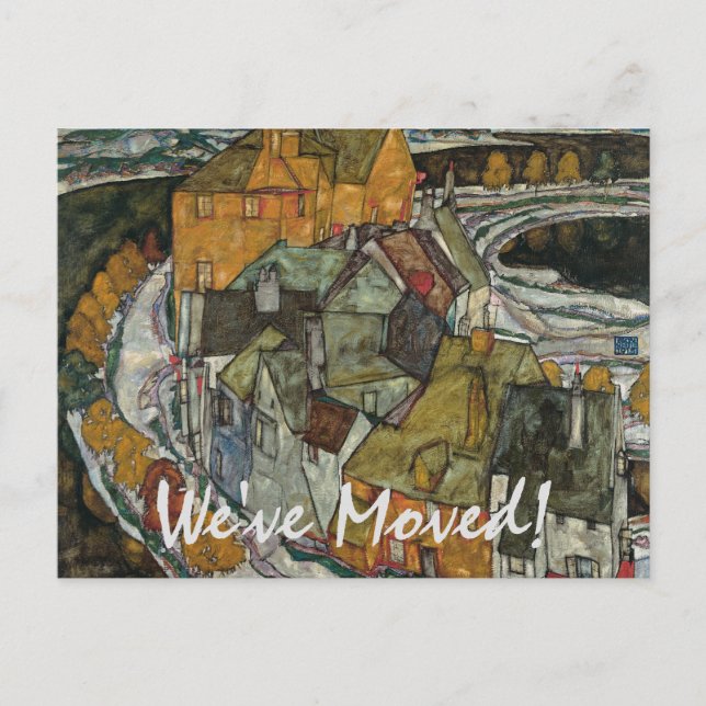 Postal De Anuncios Ciudad insular por Egon Schiele, cambio de direcci (Anverso)