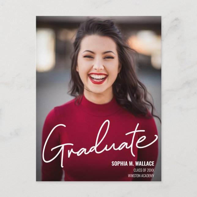 Postal De Anuncios Clase de 2024 Chica de guiones Graduado Foto (Anverso)
