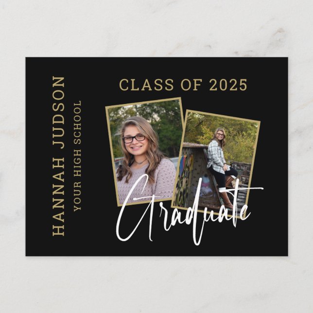Postal De Anuncios Clase de 2025 Guión Foto Graduación (Anverso)
