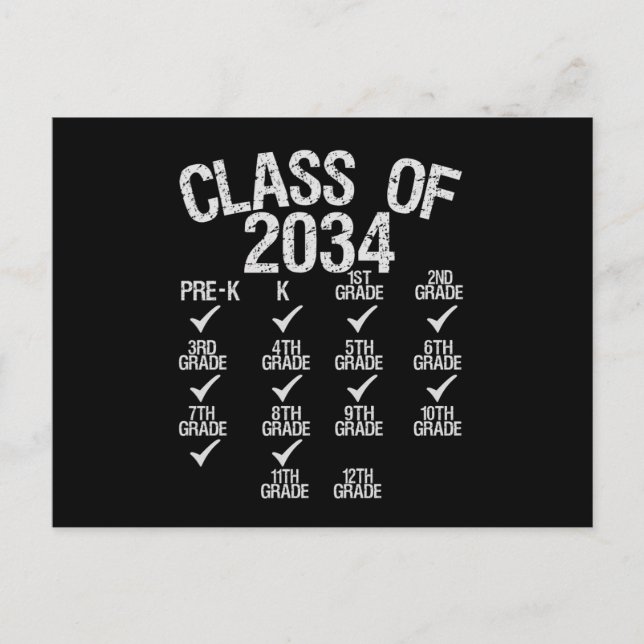 Postal De Anuncios Clase de 2034 Crece Conmigo Graduación de 8vo Grad (Anverso)
