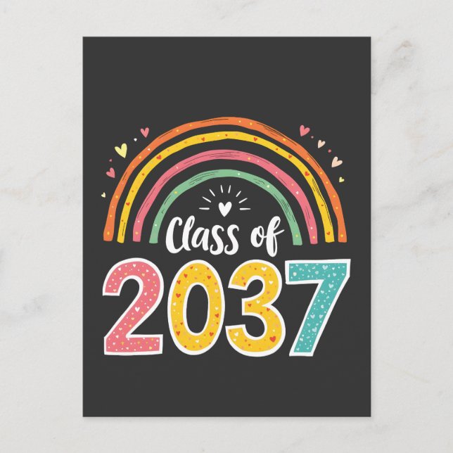 Postal De Anuncios Clase de 2037 Graduación de Kinder Escuela (Anverso)