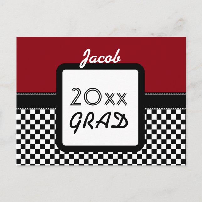 Postal De Anuncios Clase de CUALQUIER AÑO Marrón Negro Checks A11Z1 (Anverso)